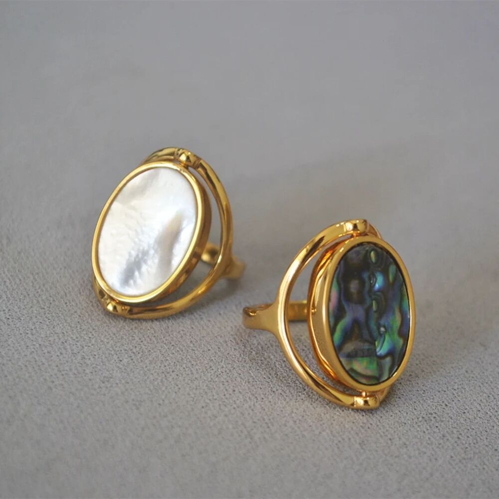 Abalone Shell Double Side Ring - Picture 1 of 4